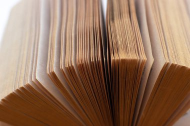 Kitap sayfalarının görünümü. Kitabın sayfalarını aç. Masada açık kitap.