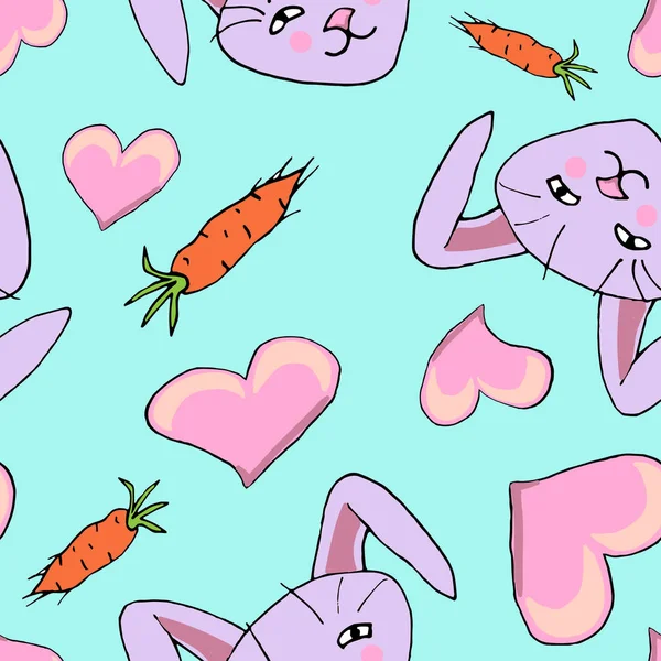 Bunny, kalp ve havuç ile Seamless modeli
