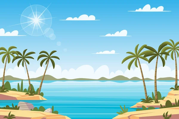 Paysage tropical avec palmiers — Image vectorielle