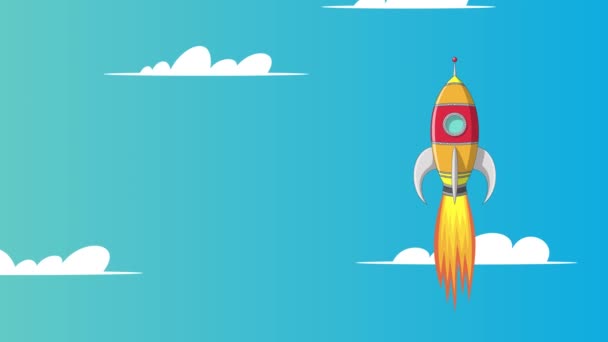 Animated Rocket Launch, Loop — Stock Video