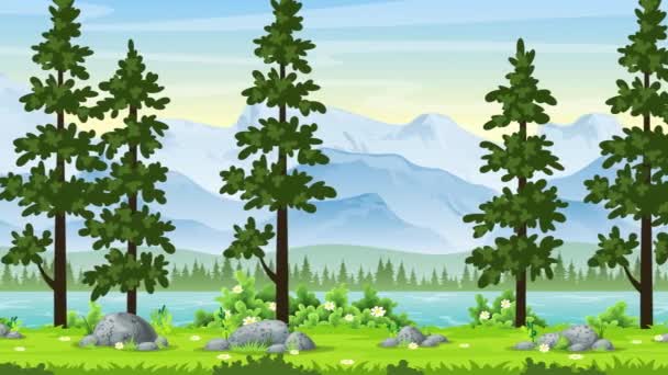 Cartoon-Sommerlandschaft — Stockvideo