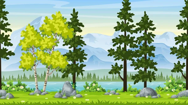 Seamless Cartoon Nature Background — Stock Vector
