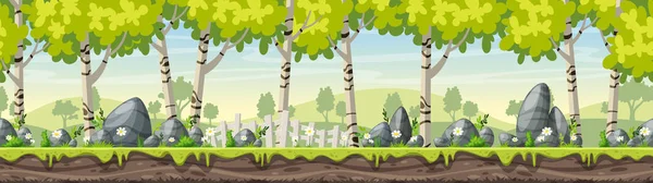 Paisaje de dibujos animados de primavera — Vector de stock