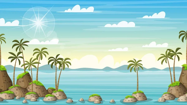 Тропічний прибережний літній пейзаж — стоковий вектор