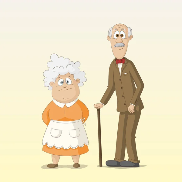 Cute Grandparents Grandma Grandpa Vector Illustration — Stock Vector