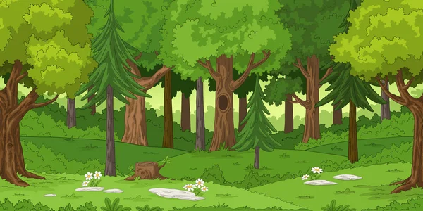 Paisaje del bosque de dibujos animados — Vector de stock