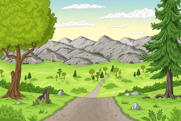 Cartoon zomer landschap — Stockvector