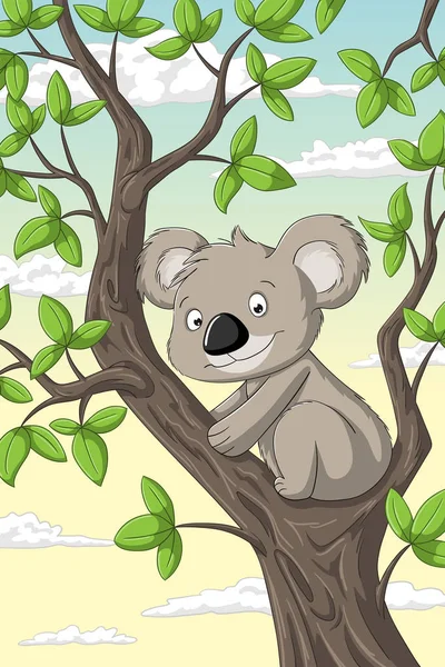 Cut Koala on a Tree — Stock Vector