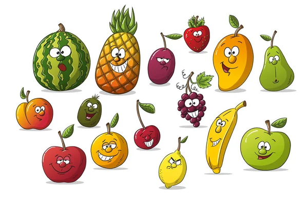 Bazı farklı karikatür meyve koleksiyonu — Stok Vektör