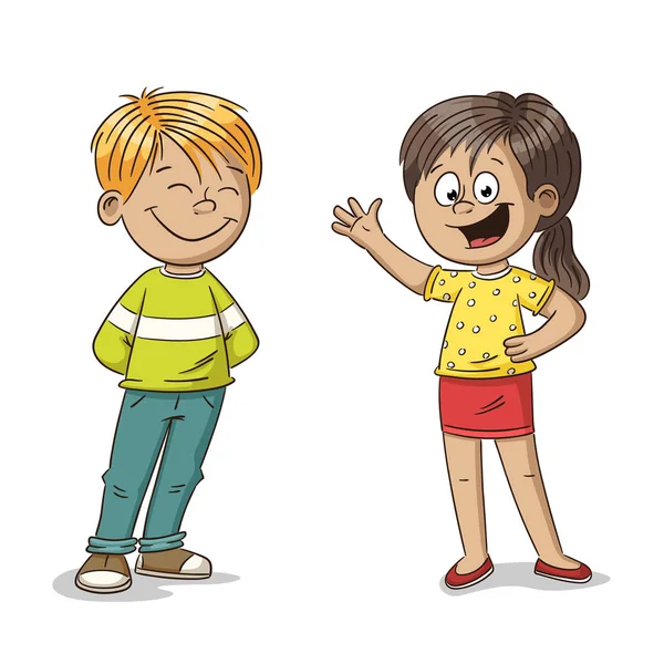 Desenhos animados menino e menina —  Vetores de Stock