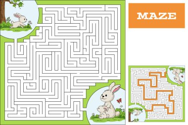 Bunny yol bulmak için yardım. Labirent oyunu puzzle