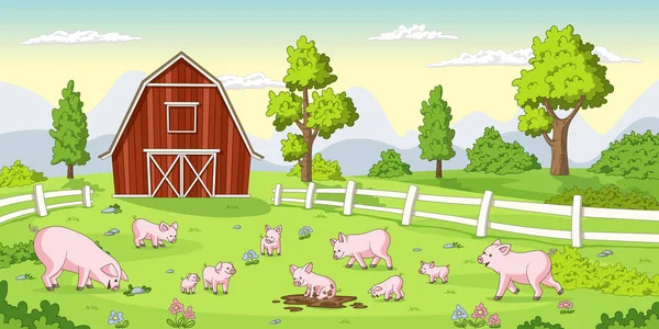 猪的农场 — 图库矢量图片