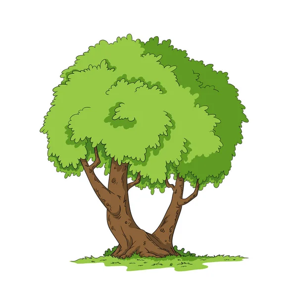 Árvore dos desenhos animados no prado — Vetor de Stock