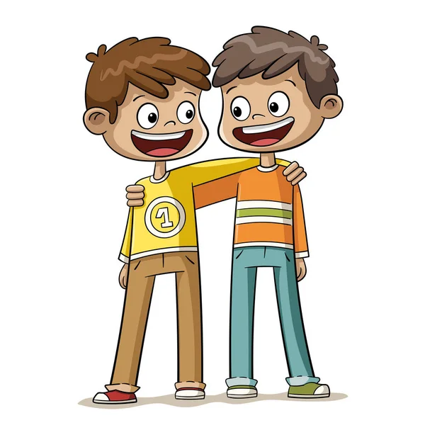 Two Boys are Best Friends — Stock Vector