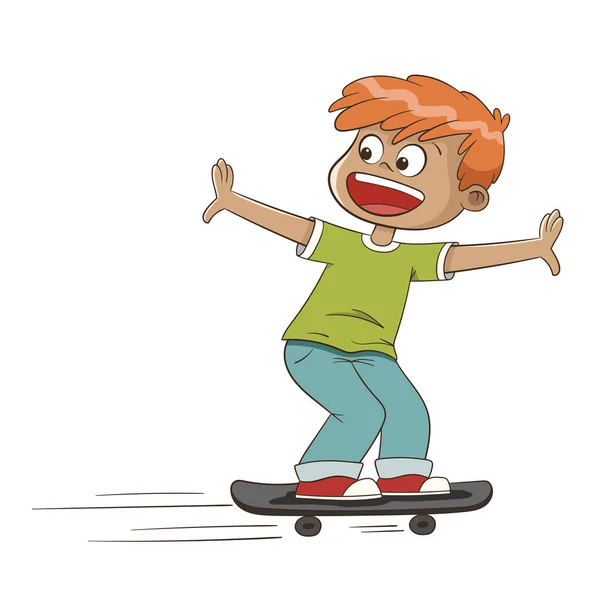 Счастливый мальчик на коньках — стоковый вектор
