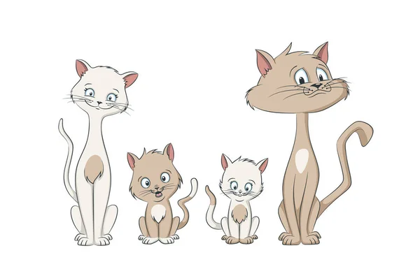 Famille de chat coupé — Image vectorielle