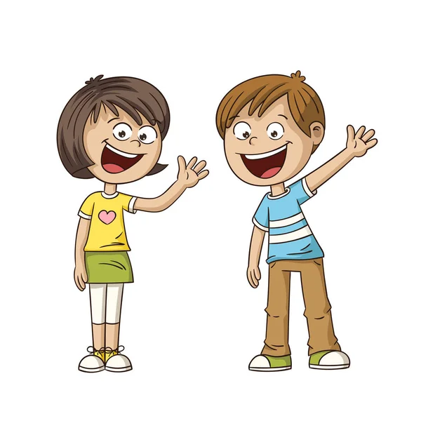 Two Smiling Kids — Stock Vector