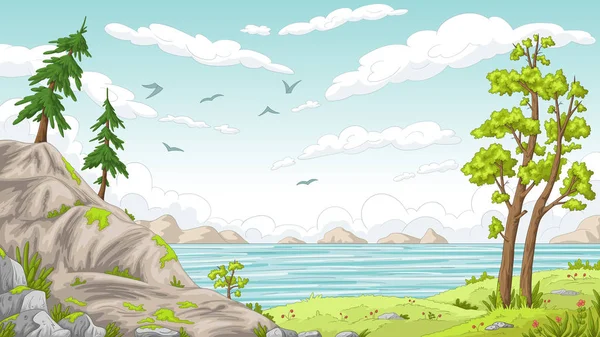 Cartoon zomer landschap — Stockvector