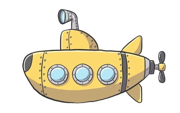 Submarino amarillo de dibujos animados — Vector de stock