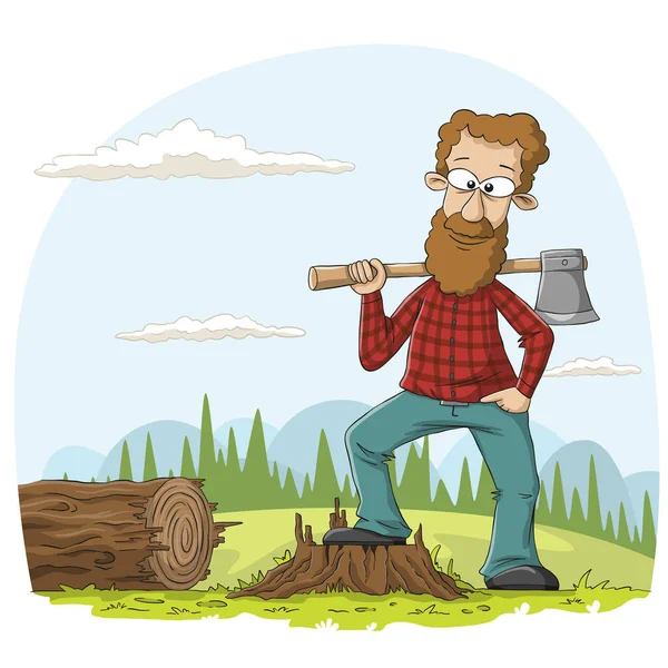 Lumberjack With Axe — Stock Vector