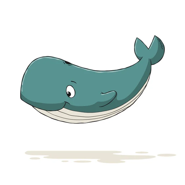 面白い漫画のクジラ — ストックベクタ