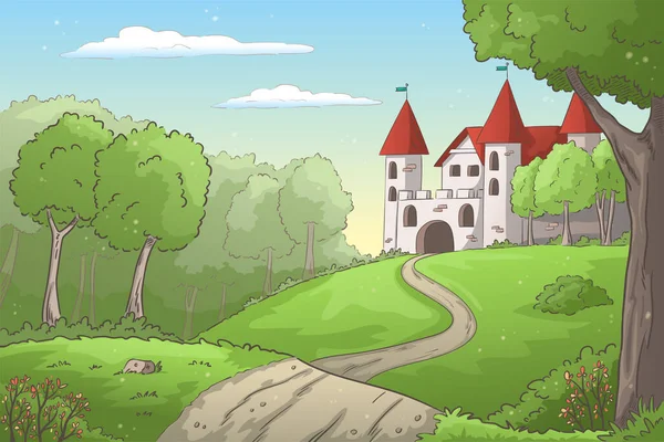 Замок в лісі — стоковий вектор