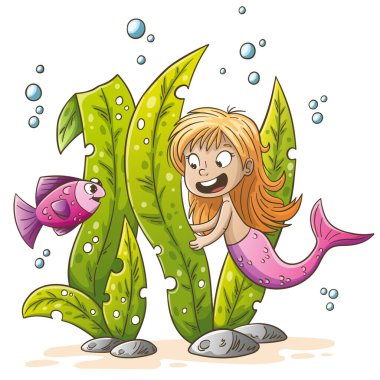 Balıklı Küçük Deniz Kızı