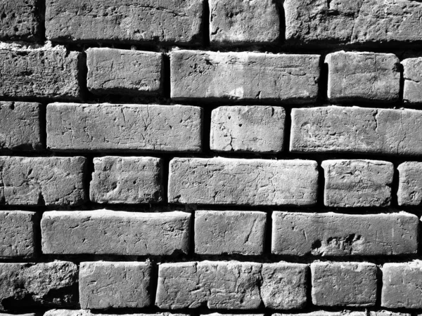 Black White Texture Based Fragment Ancient Red Brick Wall — Stock Photo, Image