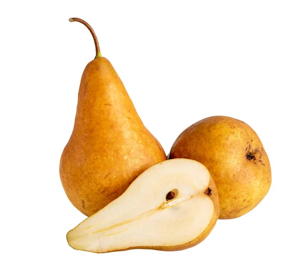 Two Pears Half Isolated White — Stock Photo, Image