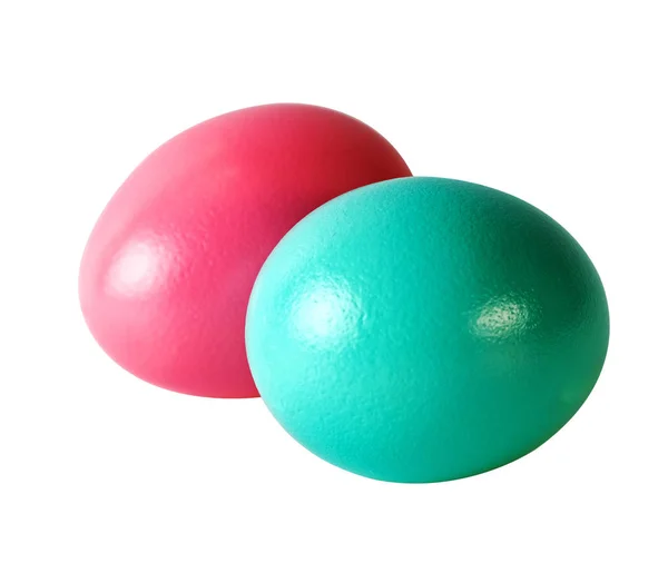 Pink Turquoise Color Easter Eggs White Image Included Clipping Path Stock Picture