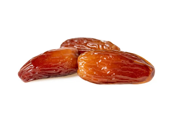 Sweet Dates Fruit Three Dried Dates Isolated White Background — Stock Photo, Image