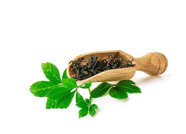 Jiaogulan Mucize ot yaprağı Çin ot çayı beyaz kaşık