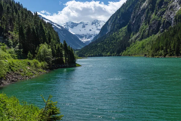 Panoramatický Pohled Jezero Stillup Alpách Přírodní Park Zillertal Alp Rakousko — Stock fotografie