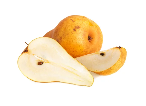 Fresh Pear Fruit Half Quarter Isolated White Background — Stock Photo, Image