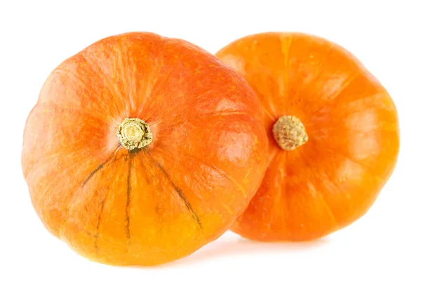 Hokkaido Pumpkin Two Whole Orange Pumpkins White Background — Stock Photo, Image