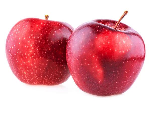 Des Pommes Rouges Deux Pommes Rouges Gros Plan Sur Fond — Photo