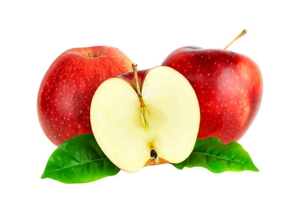 Červené Jablko Bílém Oříznutou Dráhou — Stock fotografie