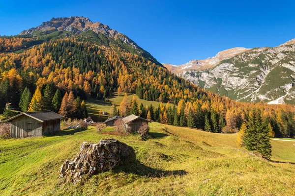 Montagnes Automne Scène Rurale Randonnées Dans Les Alpes Autrichiennes Tyrol — Photo