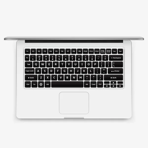 Open Modern Laptop Top View Vector Illustration — Stock Vector