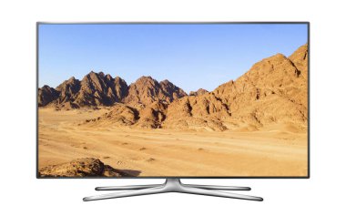 Modern akıllı Tv ekranında dağ manzarası ile