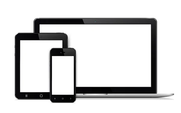 Laptop Tablet Computer Mobiele Smartphone Met Een Leeg Scherm — Stockvector