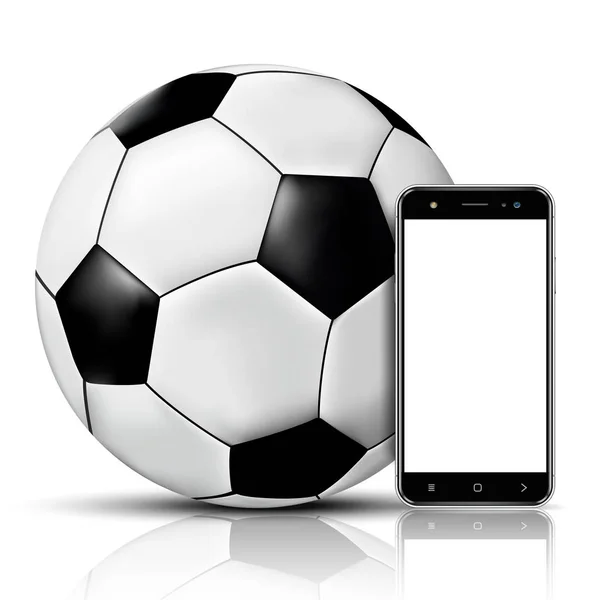 Voetbal Smartphone Met Leeg Scherm — Stockvector