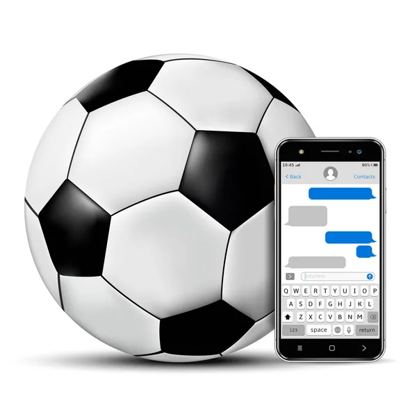 Bola Futebol Smartphone Com Aplicativo Sms Bate Papo —  Vetores de Stock