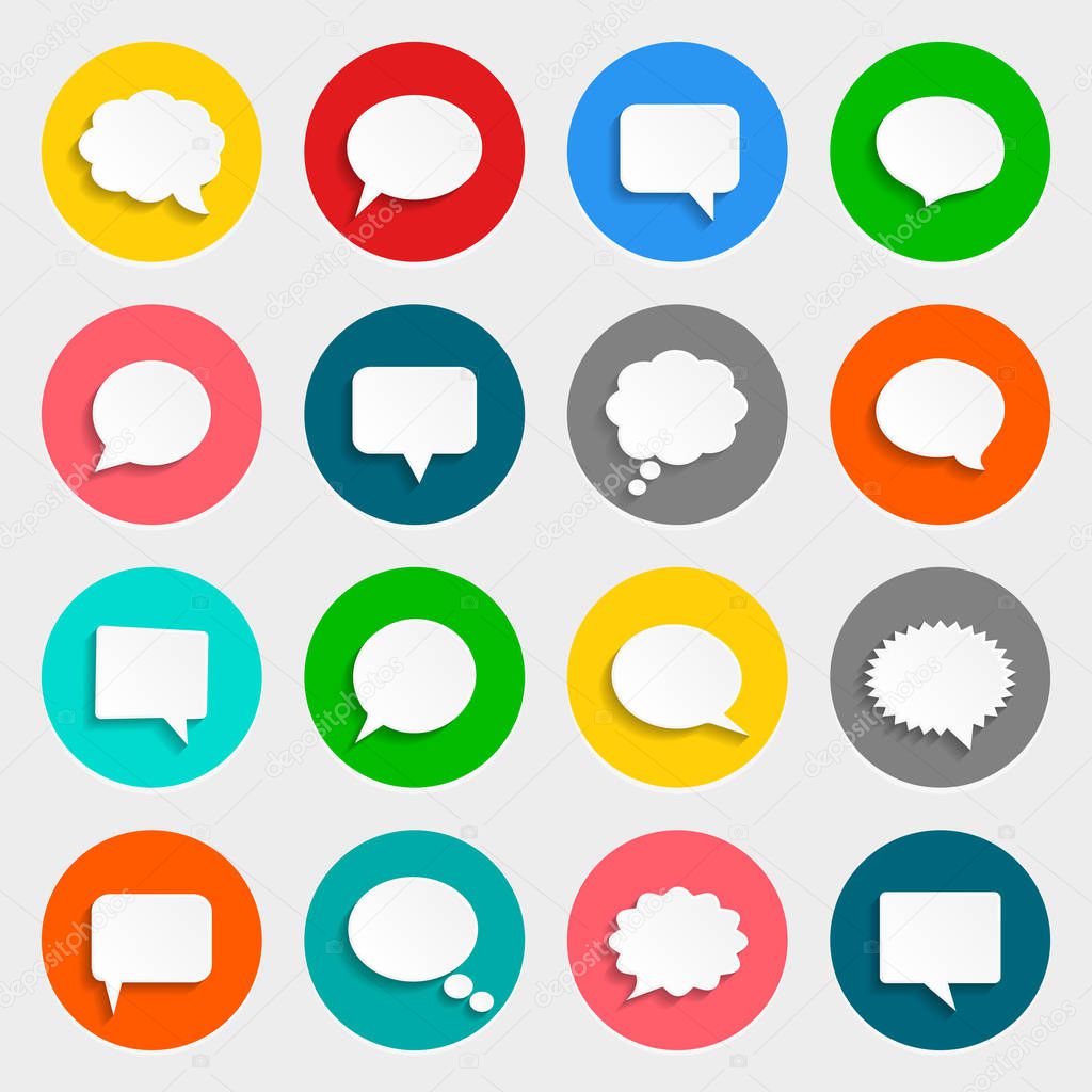 Vector speech bubbles icons in flat design with shadows