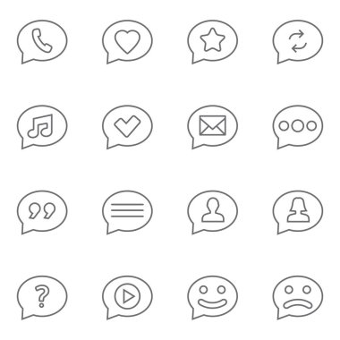 Konuşma baloncukları vektör simgesi olarak ince çizgi biçiminde simgeler