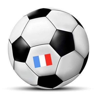 Fransa bayrağı ile futbol ya da futbol topu. Vektör çizim.