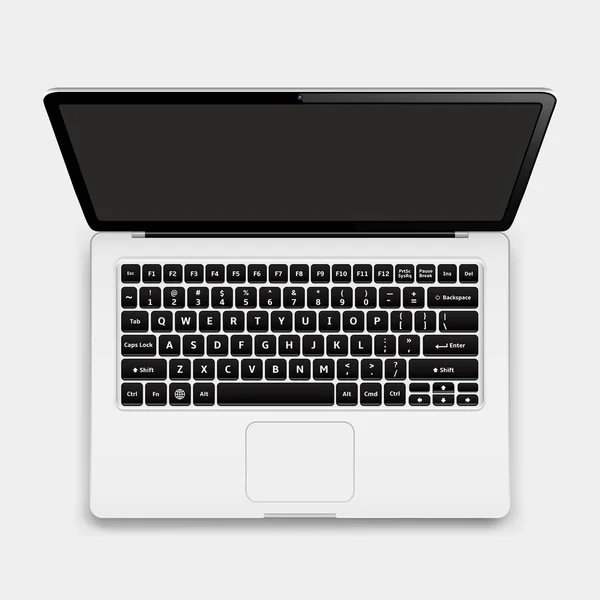 Draufsicht Auf Laptop Computer Mit Tastatur Layout Vorlage Vektorillustration — Stockvektor