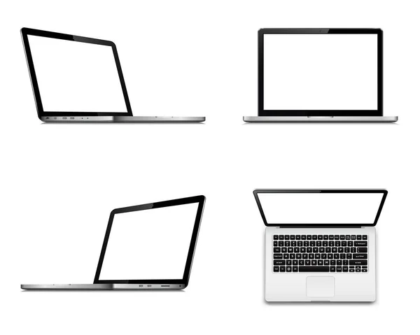Laptop Οθόνη Mockup Προοπτική Κορυφαία Και Μπροστινή Όψη Σύνολο Των — Διανυσματικό Αρχείο
