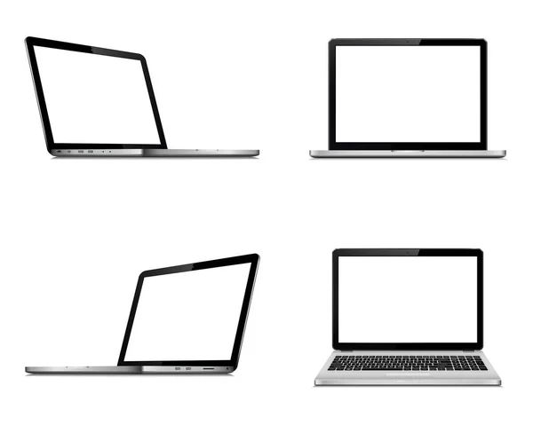 Laptop Bildschirm Attrappe Mit Perspektive Draufsicht Und Frontansicht Set Von — Stockvektor