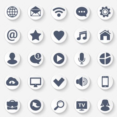 Basit web simgeler kümesi. Web ve mobil kullanıcı arabirimi kullanmak için Evrensel web simgesi. Vektör çizim.